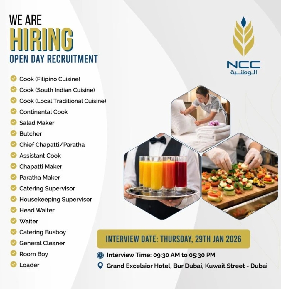 NCC CATERING WALK IN INTERVIEW DUBAI